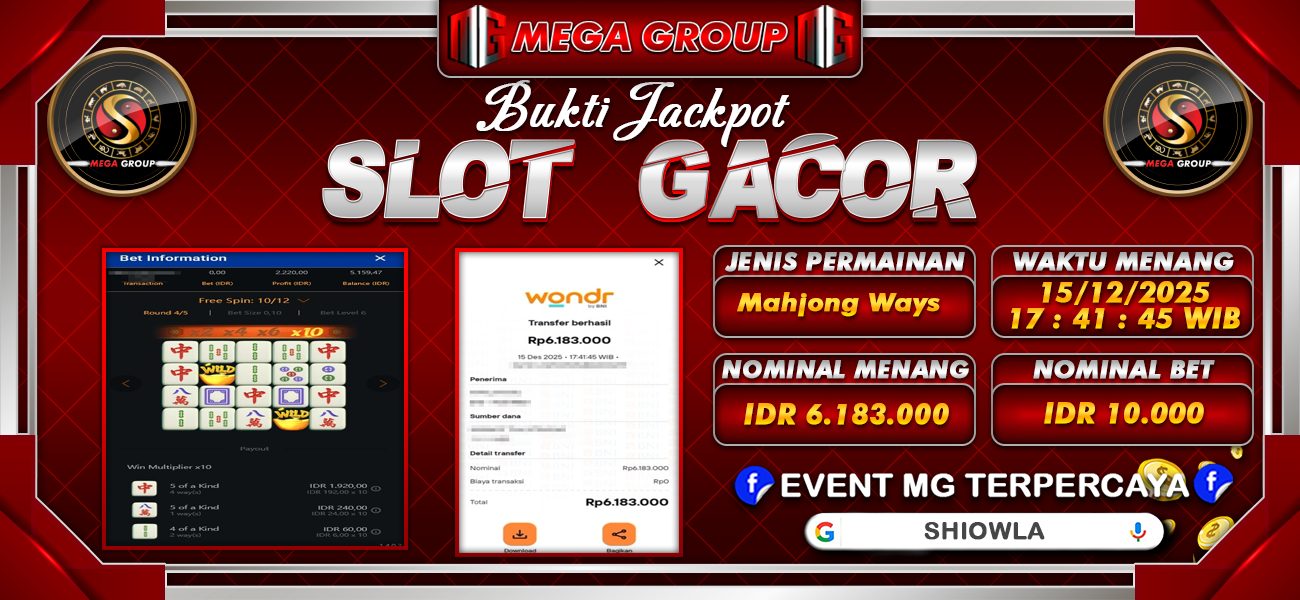 Bukti JP situs Shiowla hari Senin, 15 Desember 2025