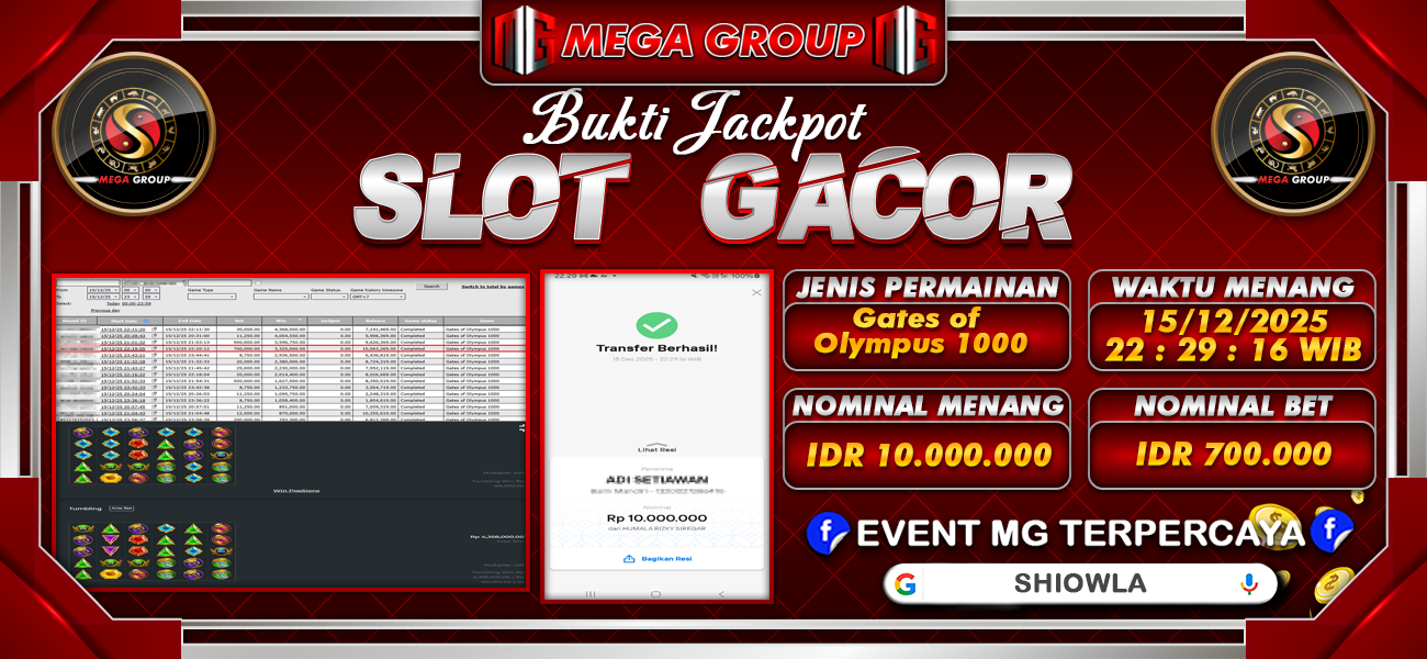 Bukti JP situs Shiowla hari Senin, 15 Desember 2025